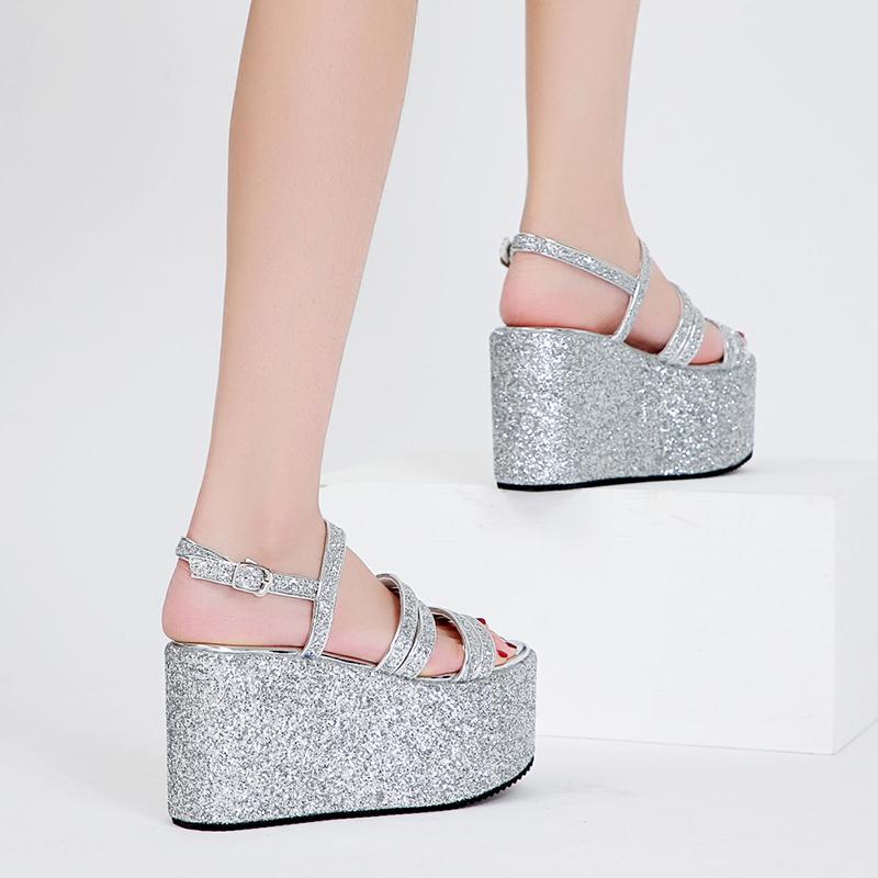 

Sandals Women Pumps 2021 Summer Shoes For Shoe High-Heeled Female Crystal Wedges, Black