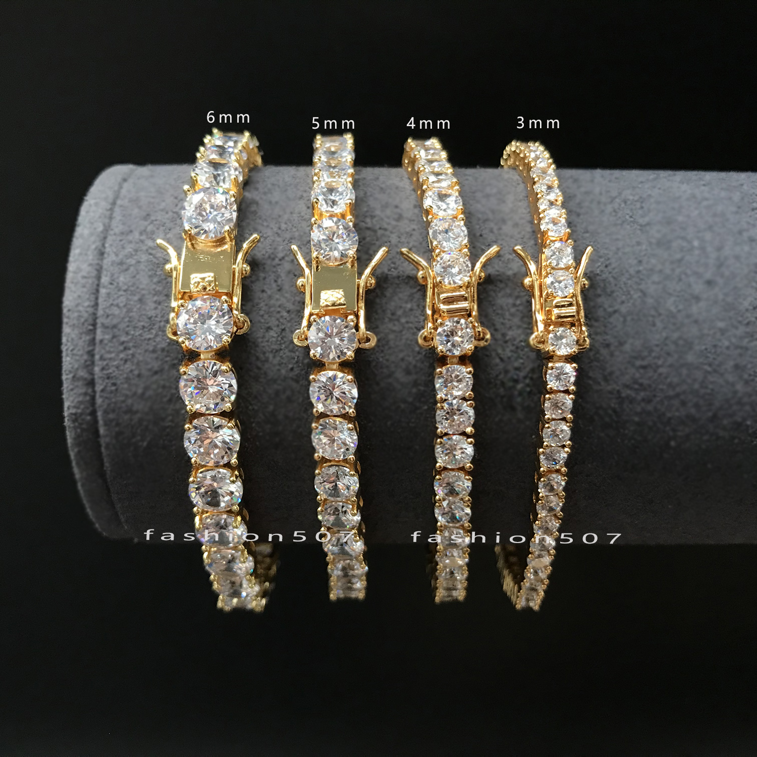 

Fashion Bracelet Zircon Tennis Link Chain Bracelets bangles Stainless steel Valentines Day gift girlfriend Chirstmas jewelry Women Men Hip Hop Rapper