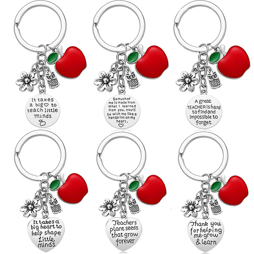 

Teacher Thank You Heart key ring Owl Flower Charm Stainless Steel Keychain holder bag hangs Women men Teachers'day fashion jewelry Will and sandy