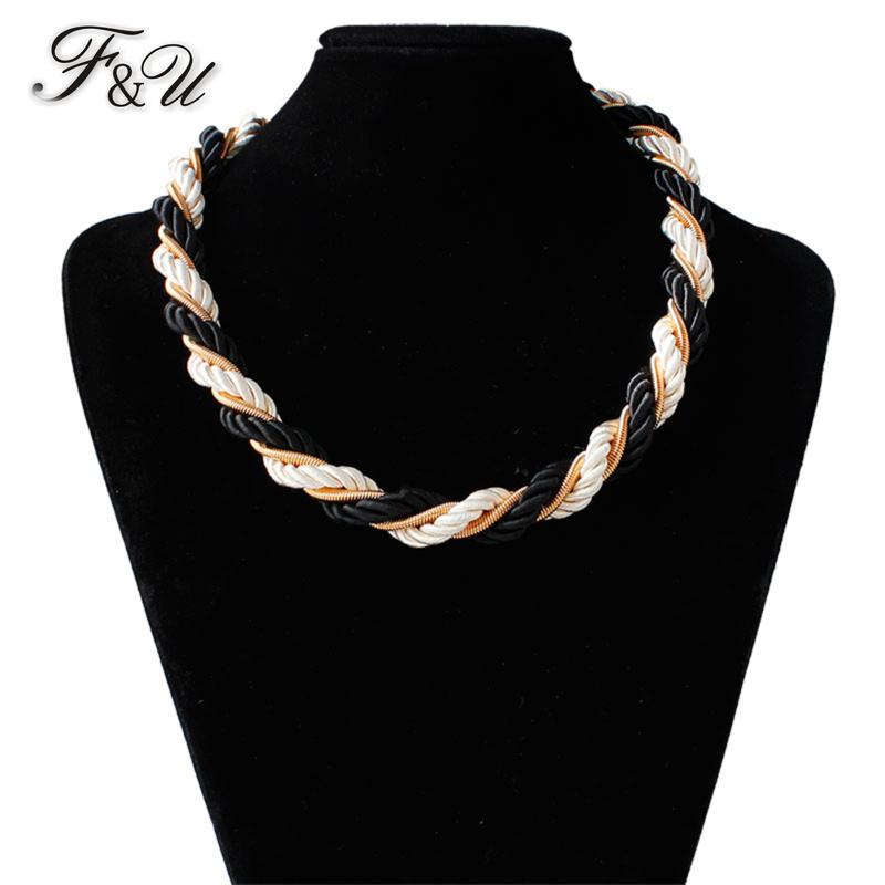 

F&U Wholesale Trendy Fashion Unique Design Exquisite Different Colors Of Rope With Chain Mixed Choker Necklace Chokers