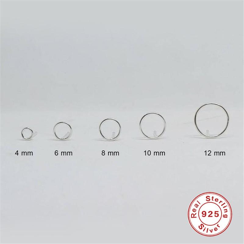 Stud GS 4-12mm Earrings 925 Sterling Silver Circle Round Huggie For Women Men Ear Ring Bone Buckle-image-712020394