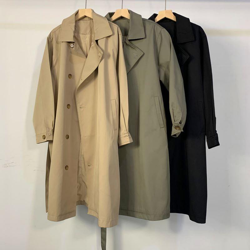 

Women's Trench Coats Classic Long Coat For Women Turndown Collar Solid Color Fashion Ol Chic Belt Slim Windbreaker Free Size, Tan;black