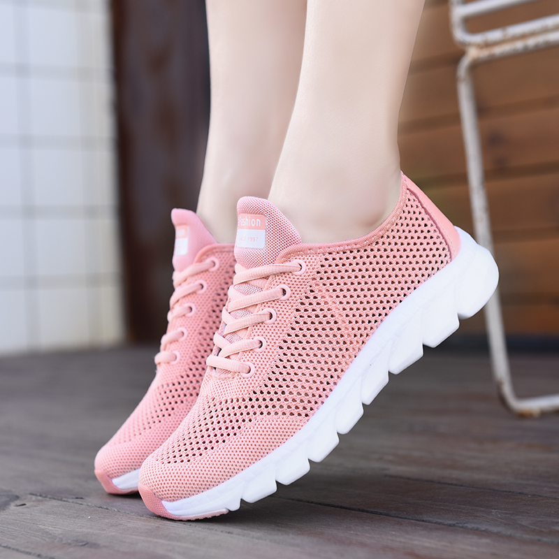 

Top Fashion 2021 For Mens Womens Sports Running Shoes High Quality Solid Color Breathable Outdoor Runners Pink Knit Tennis Sneakers SIZE 35-44 WY30-928