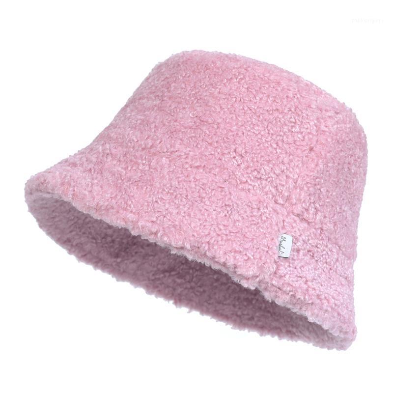 

Berets Winter Warm Soft Faux Fur Bucket Hat Solid Thick Plush Men Women Outdoor Fishing Caps Flat Top Panama Hats, Black