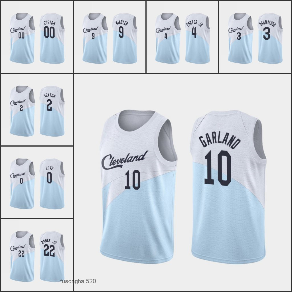 

Printed Custom ClevelandCavaliersMen Kevin Love Collin Sexton Larry Nance Jr. Darius Garland Andre Drummond Kevin Porter Jr. Custom Blue Earned Jersey
