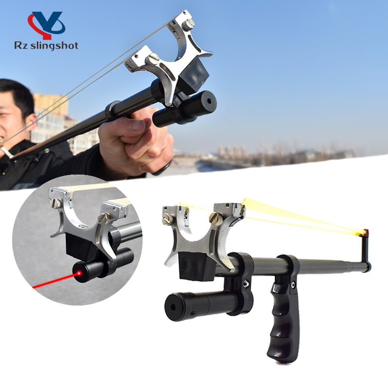 

Telescopic Rod Slingshot High Precision High Power Laser Catapult with Flat Rubber Band for Outdoor Sports Hunting Shooting New