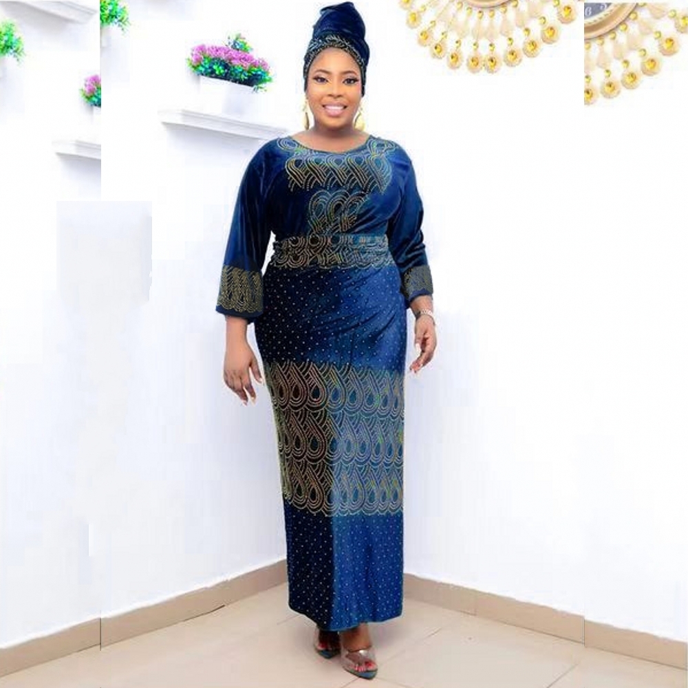 

African Muslim Veet 3 Piece Sets Tops and Skirt Spring Autumn Diamond Africa Clothing Islamic Long Maxi Dress Sets Lady 2021