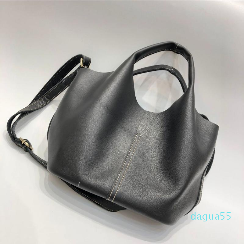 

Evening Bags Quality Genuine Leather Bag Minimalist Style Women Tote 100% Real Natural Shoulder Female Purse Crossbody Pouch 2021, Black
