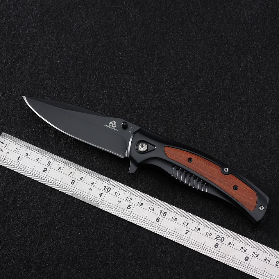 

Zero 8 tactical outdoor knives, pocket knife folding with 440 blade, of stainless steel, inlaid wood, for camping, tool edc 617