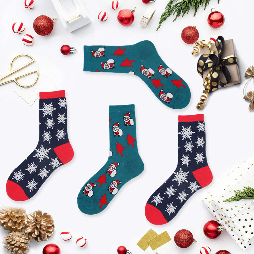 

Spring and summer socks Santa Claus snow, Black