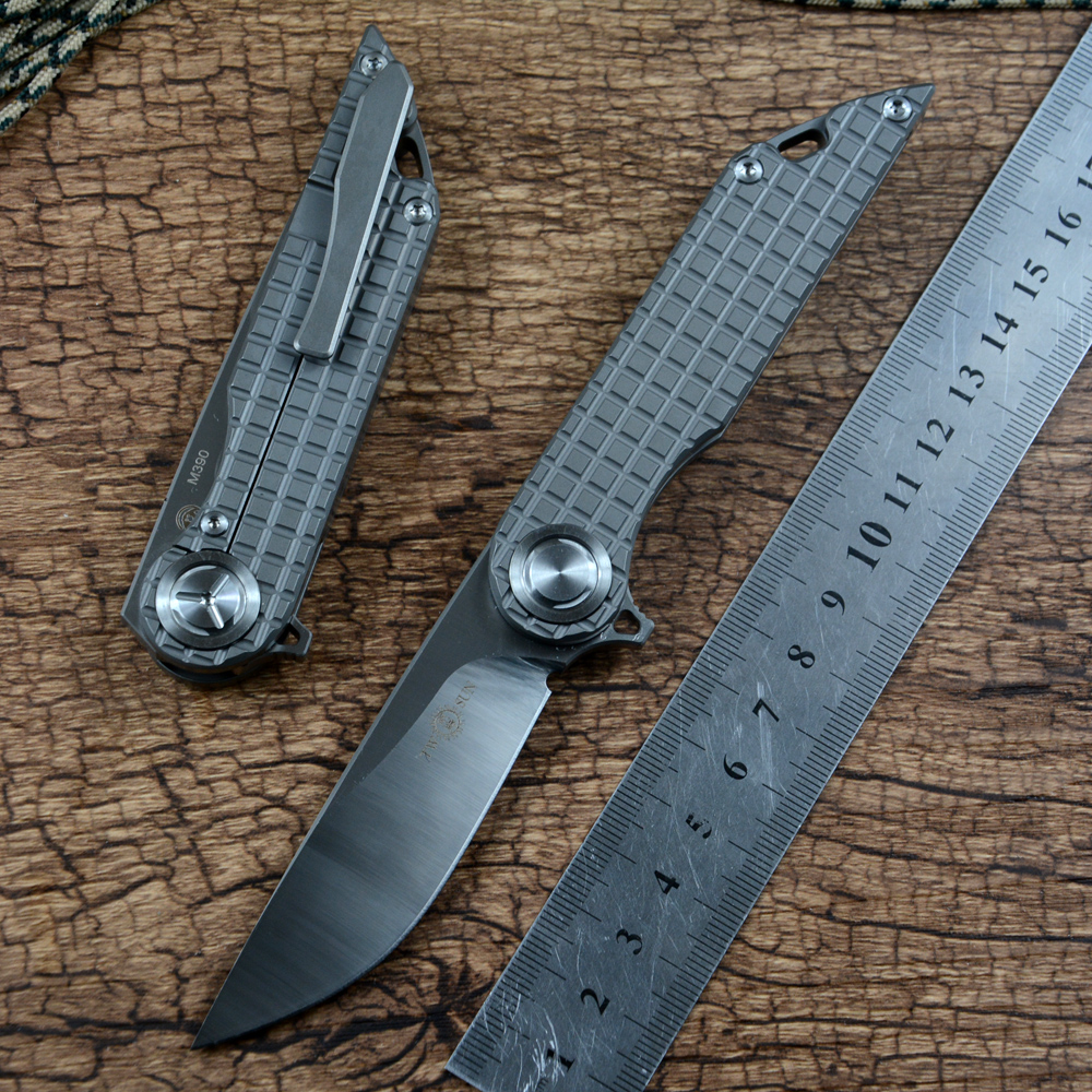 

TWOSUN Knife M390 Folding Satin Blade Flipper Fast Open TC4 Titanium Handle Outdoor Camping Hunting Pocket Knives EDC Tools TS308
