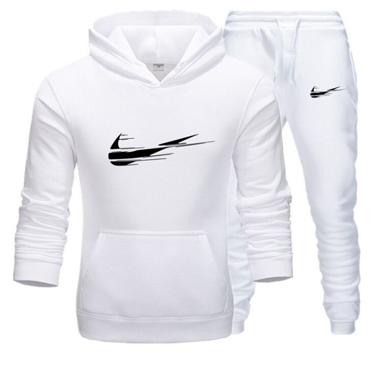 

Tracksuit Men 2 Piece Sets 2021 Brand Autumn Winter Print Hooded Sweatshirt+pants Pullover Hoodie Sportwear Suit Plus Size S-XXXL, Gray