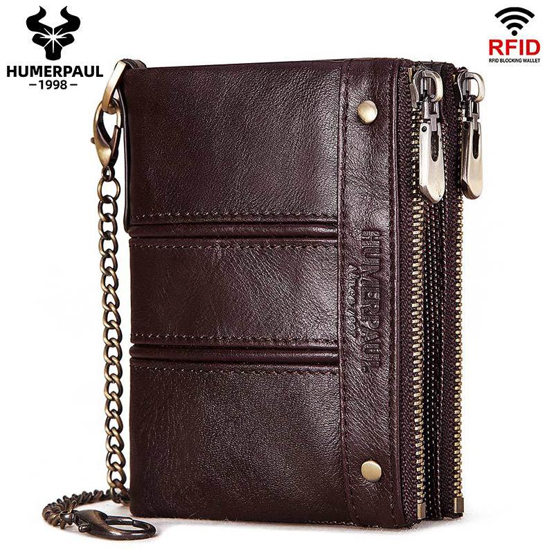 

Wallets HUMERPAUL Vintage Men Wallet Genuine Leather Short Male Multifunctional Cowhide Purse Coin Pocket Po Card Holder, Red;black