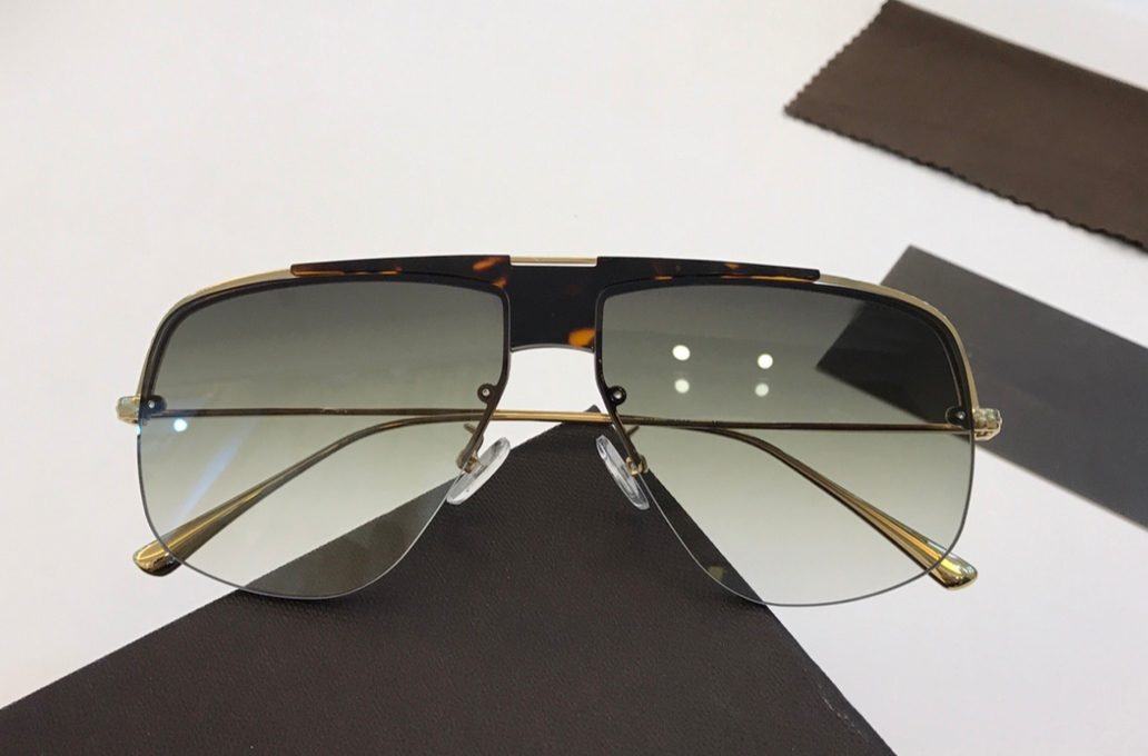 

Shield Pilot Sunglasses Gold Havana Half Frame/Green Shaded Sonnenbrille gafa de sol Men Fashion Sun glasses UV400 Protection Eyewear With Case