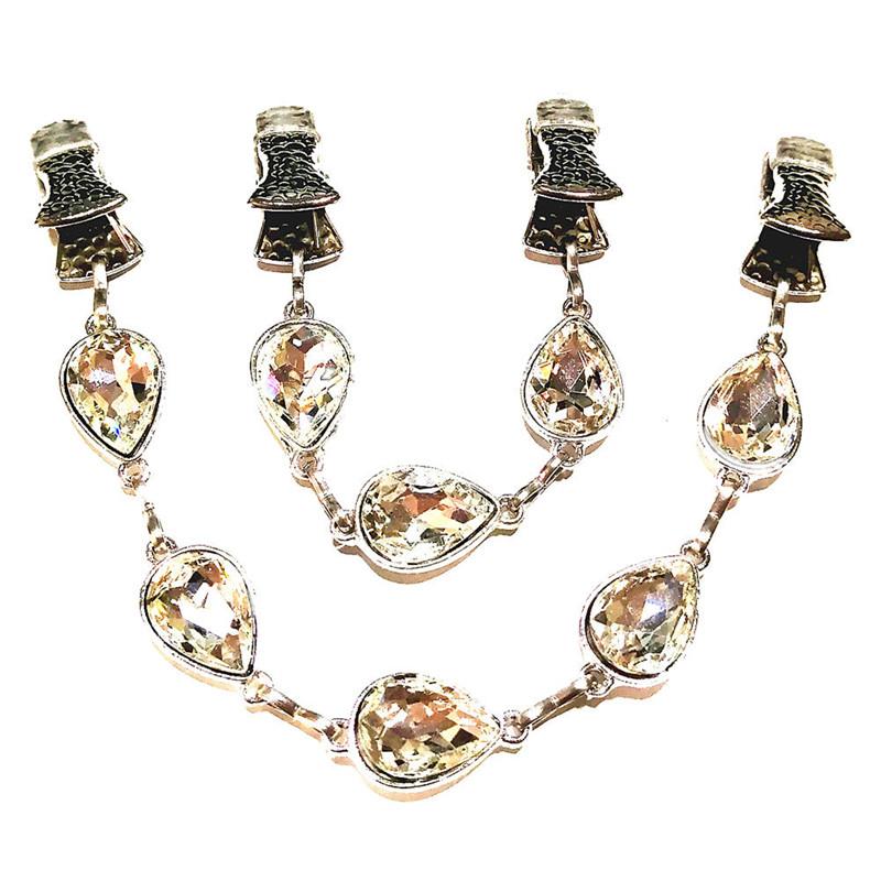 

Pins, Brooches 2Pcs/lot White Crystal Cape Clamps Women Cloak Clasps Cardigan Guard Clips Sweater Cinch