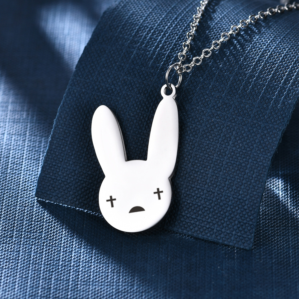 

2021 NEW Stainless Steel Rabbit Bad Bunny Pendant Necklace Popular Singer Fans Gift Collares Jewelry For Women Man Collier Femme