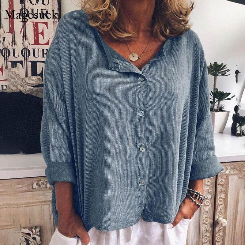 

Women's Blouses & Shirts Casual Cardigan Solid Single-breasted Long Sleeves Blouse Plus Size Europe And America Streetwear Fashion Women Top, White