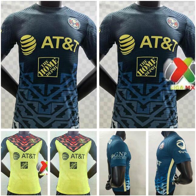 

Player version G. Dos Santos 21 22 club America Soccer jersey R.SAMBUEZA P.AGUILAR RODRIGUEZ F. VINAS HENRY 2021 2022 away Mexico Football Shirt, Black;yellow
