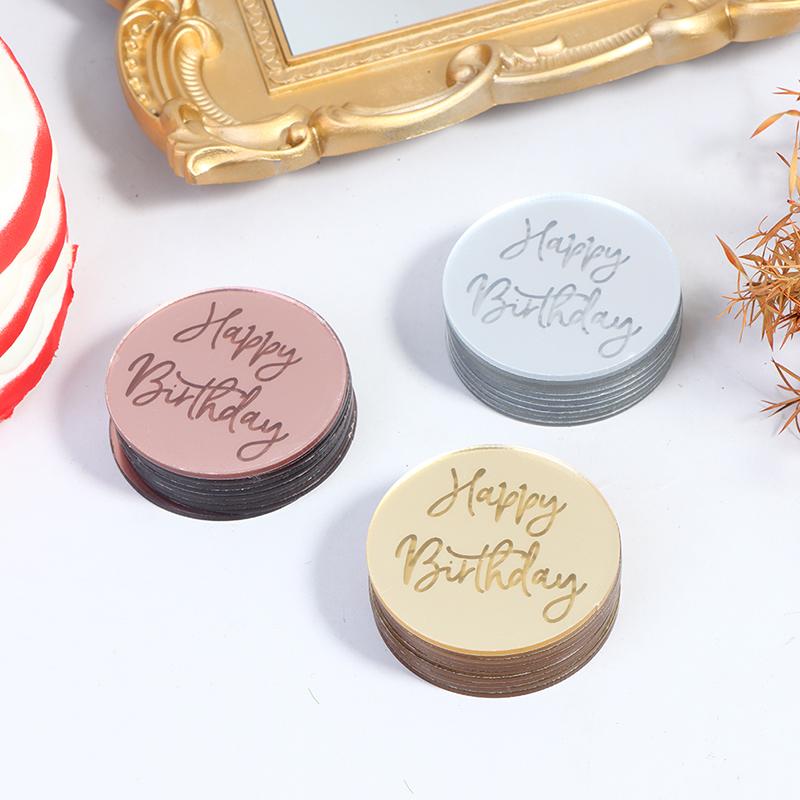 

Other Festive & Party Supplies 10Pcs Silver Acrylic Happy Birthday Cupcake Toppers Gold Cake Baking Decoration