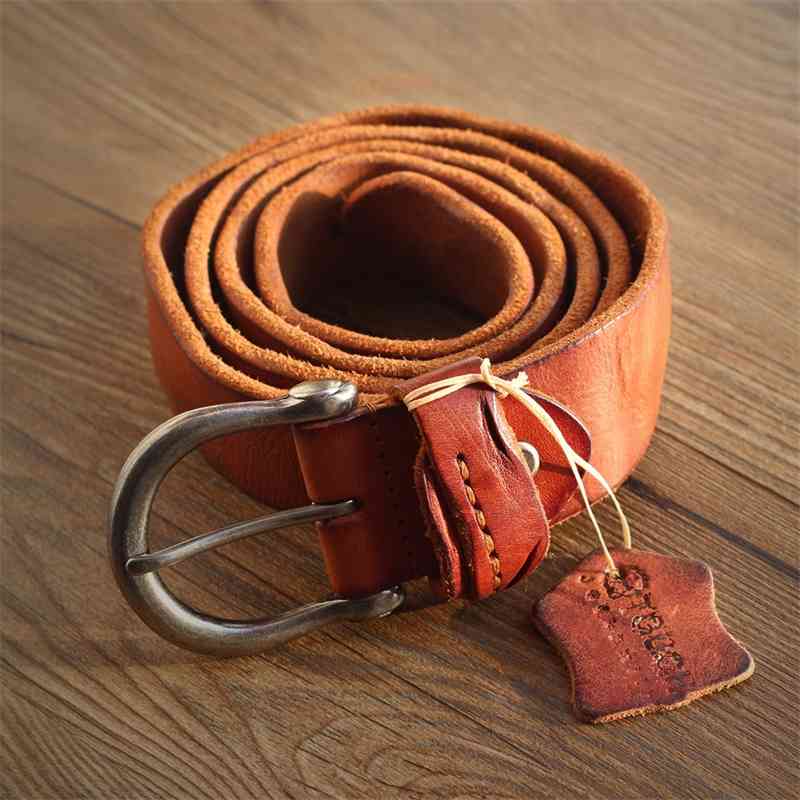 

Guangzhou top layer leather men's fashion leisure needle buckle belt, Black