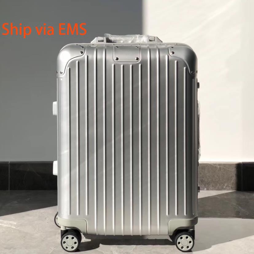 Designer Traveling Luggage High Quality Aluminum alloy women and men Silver trolley case Diamonds