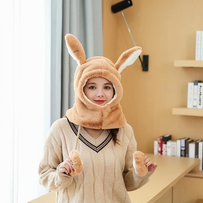 

Beanie/Skull Caps Korean Women Winter Knitted Beanie Hat Ears Solid Color Outdoor Casual Stretchy Ski Skullies Cap Ear Warmer, Gray