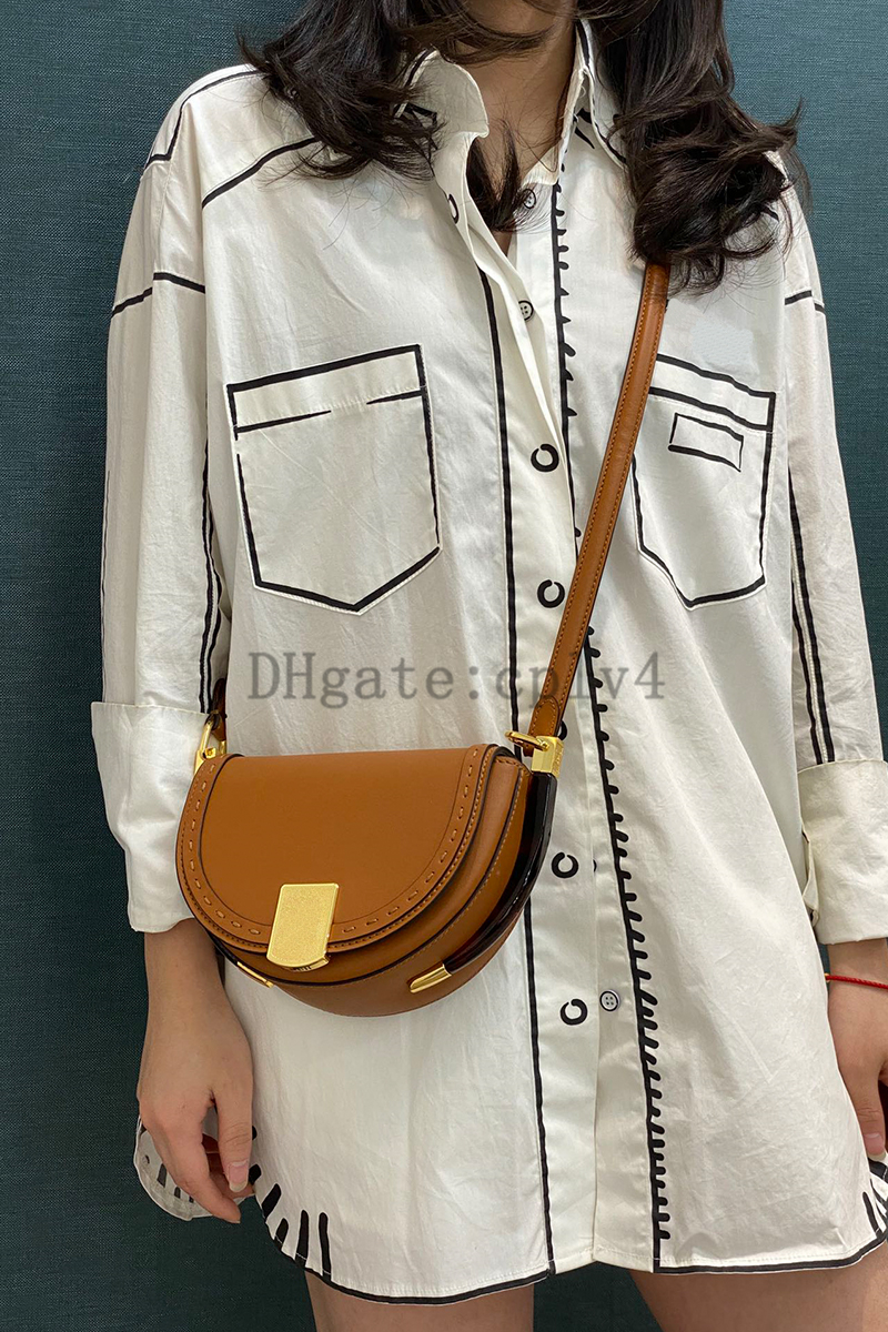

2021 Summer Fashion Womens Leather Personality Saddle Bags Messengers totes Small Round FF Shoulder Messenger Bag Handbag, Make up the difference