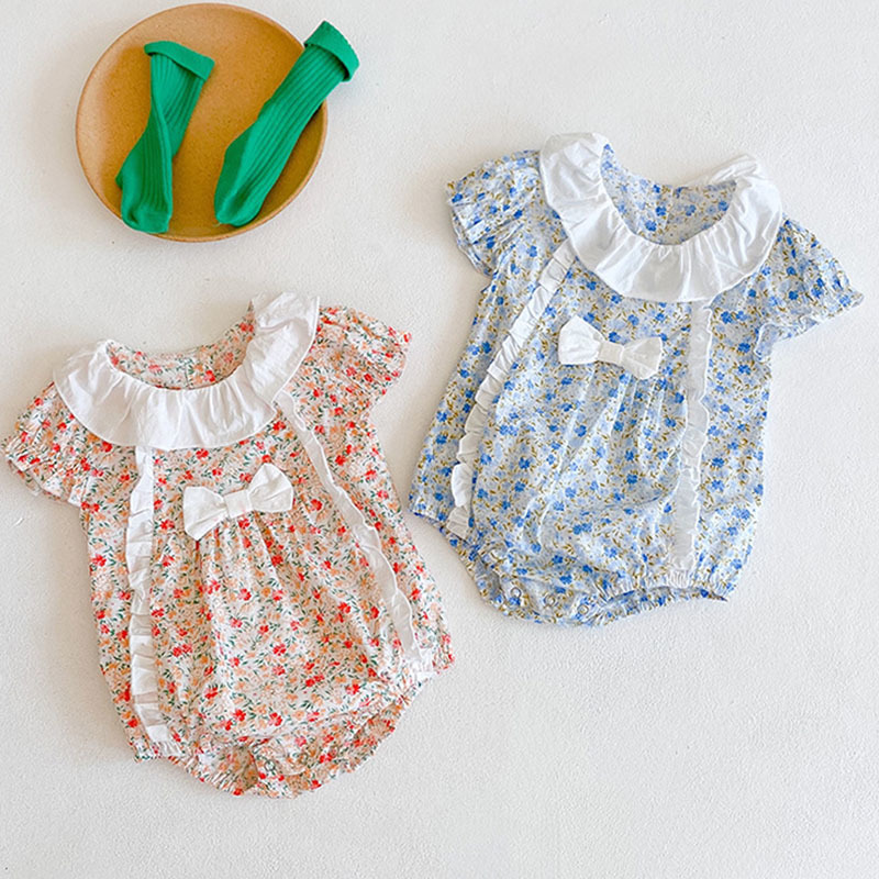 

Summer Infant Baby Jumpsuits Girls Short Sleeve Floral Clothes Clothing Cute Rompers 210521, 96089 white