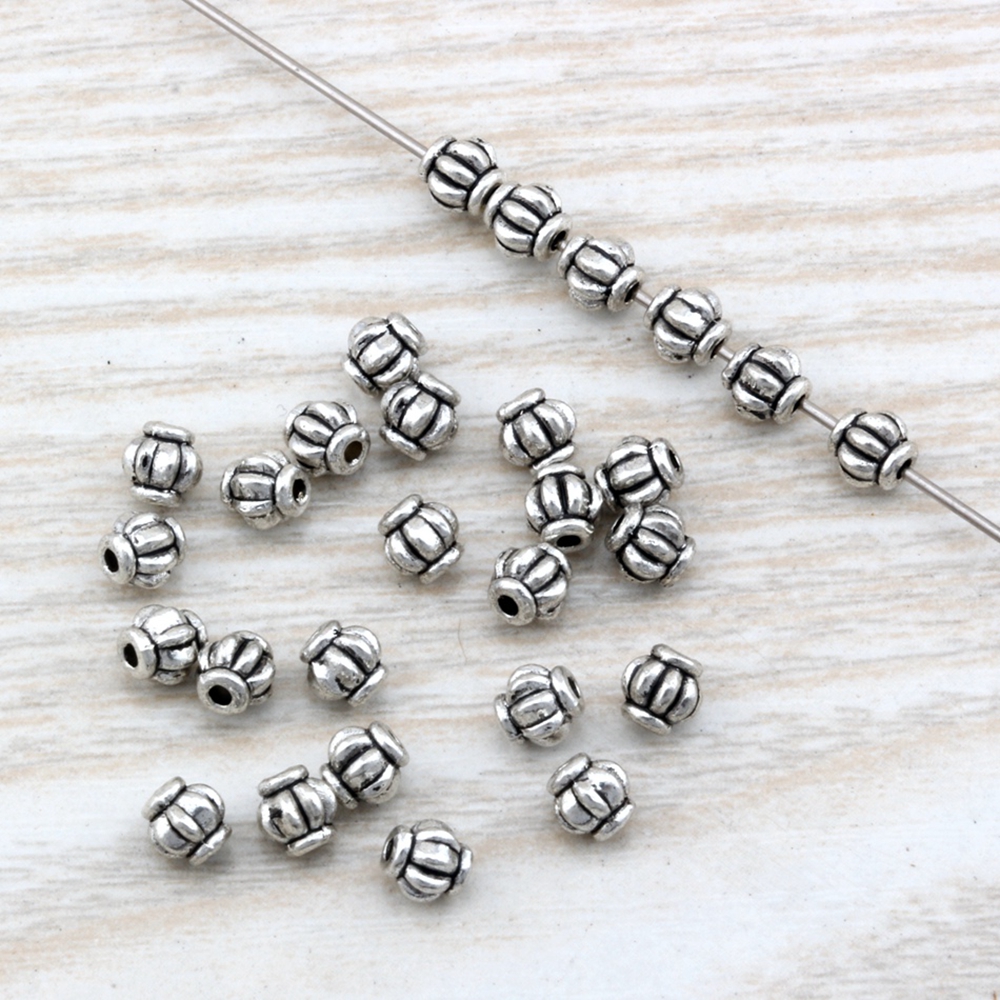 

500Pcs /lots Antique silver zinc Alloy lantern Spacer Bead 4mm For Jewelry Making Bracelet Necklace DIY Accessories D2