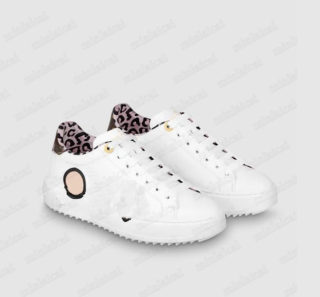 

Leopard Print TIME OUT Shoes Womens White Leather Designer Sneakers Wild At Heart Luxurys Vintage Trainers Flats Womans Runner Casual Shoe, Customize