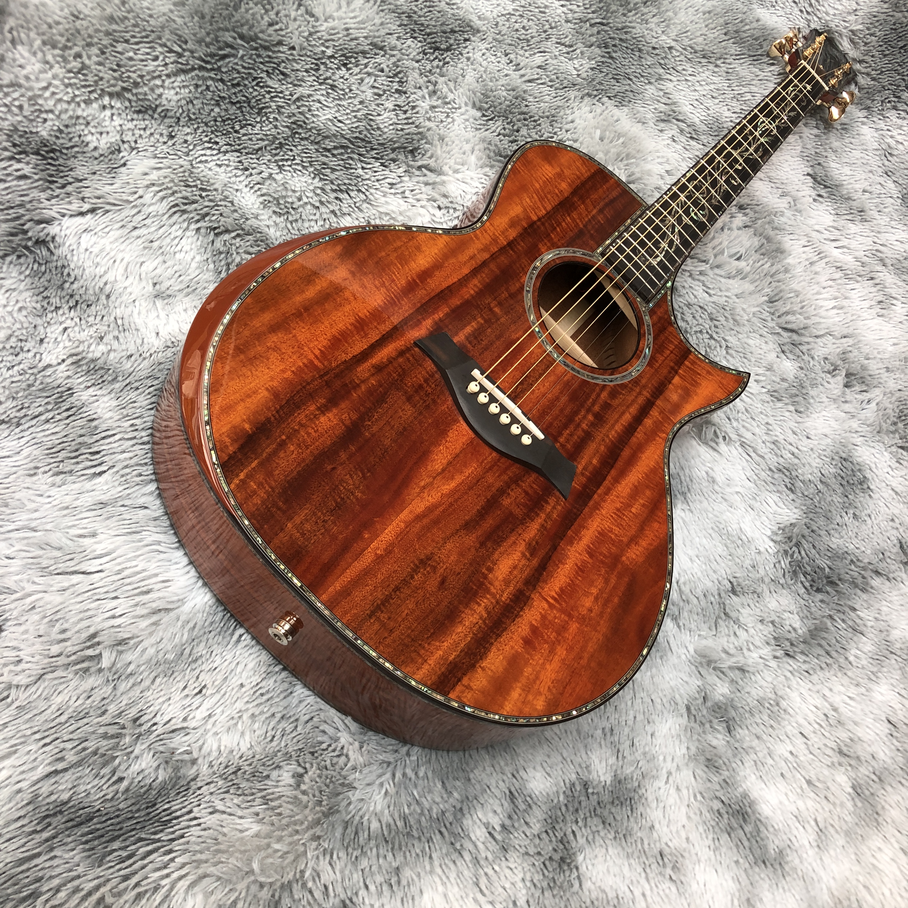 

41 inch full KOA wooden abalone inlaid folk electric acoustic guitar