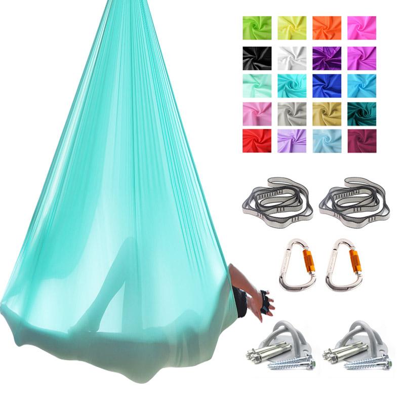 

4*2.8 Meter Yoga Hammock Set Automatic Carabiners Anti Gravity Swing Aerial Inverion Ceiling Mount Resistance Bands