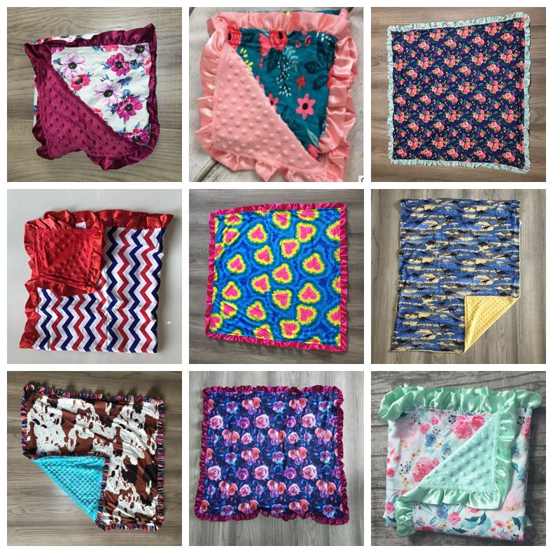 

Baby Minky Blankets Swaddling Floral Flowers Printed Wraps Infant Animal Soft Warm Fleece Stroller Cover Quilt Kids Nursery Bedding Mantas Para 40 Colors B7754, As pics