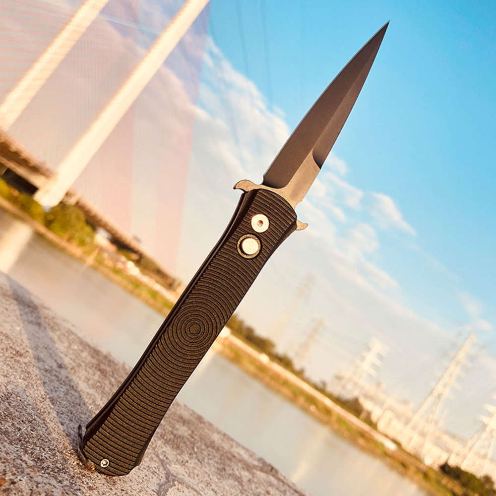 

Excellent Quality Protech 1918 + G10 Godfather Outdoor Hiking Aviation Aluminum Pr7s / N292 Camping Kitchen Knife Self Defense EDC Tool