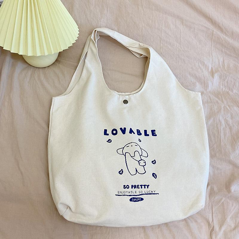 

Women Canvas Bags Ladies Shopping Bag Female Folding Shoulder Casual Handbag Trend Letter Printing Large Capacity Tote Cross Body