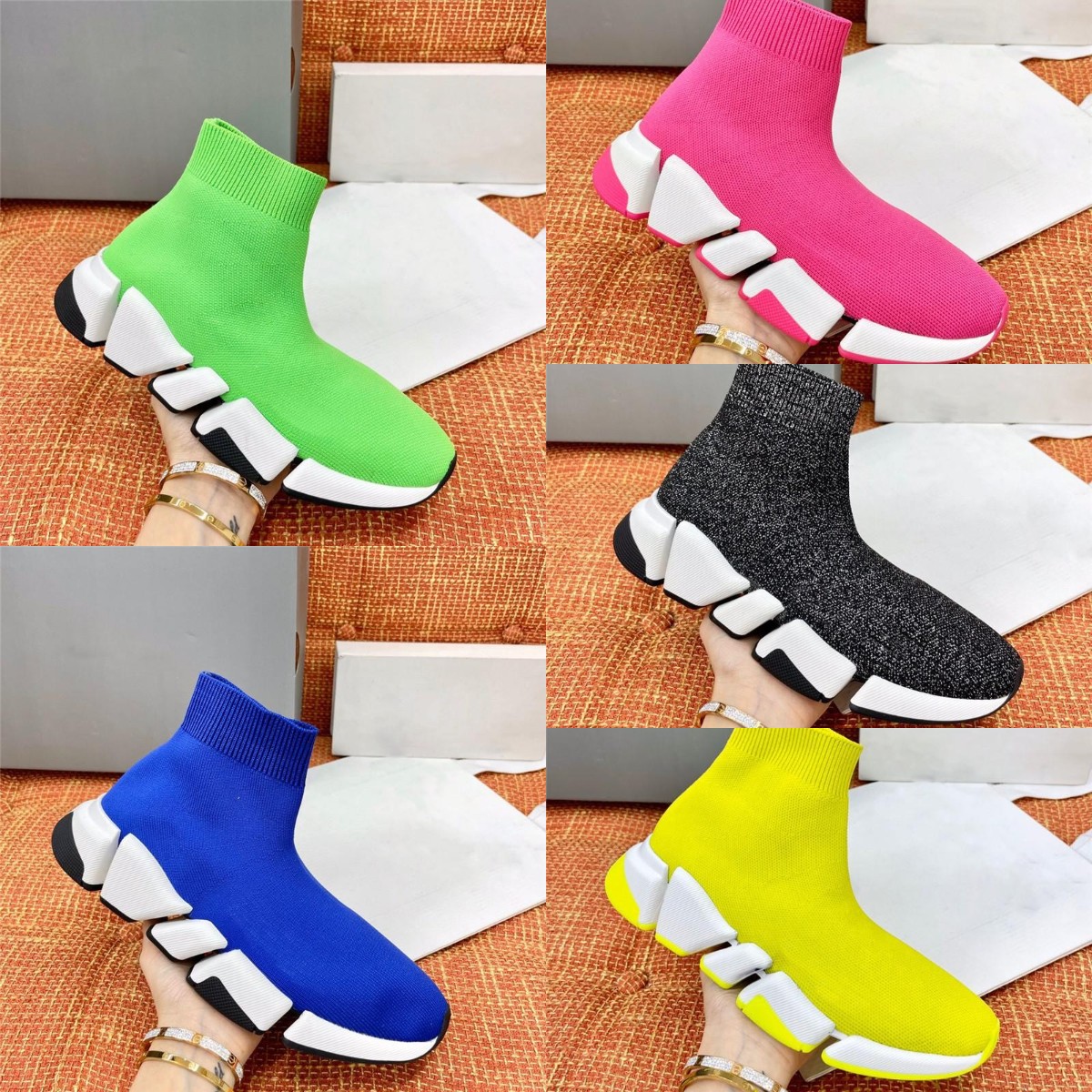 

2021 Designer Men Women Sock Shoes Speed 2.0 Casual Shoes Stretch-Knit Race Runner Sports Sneakers High Top Trainer Jogging Walking Shoe With Box, Color 11