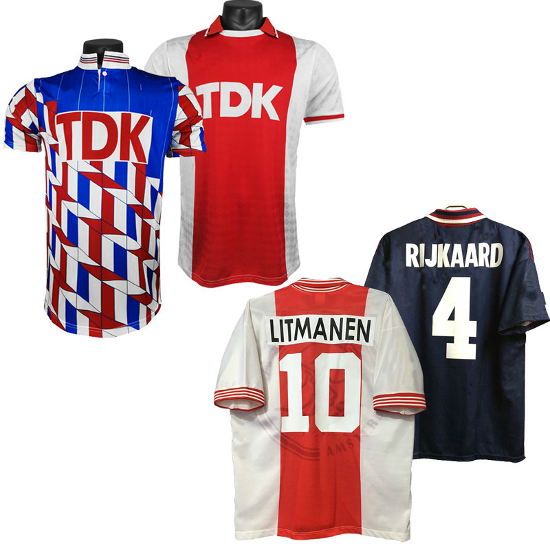 

Men' T-Shirts tops 1994 1995 1996 Lithuanian Rijkaard Bergkamp Retro Classic 1990 Ajaxes Home Way Jersey Stock Kluivert David' Shirts A0618, No name;no number five