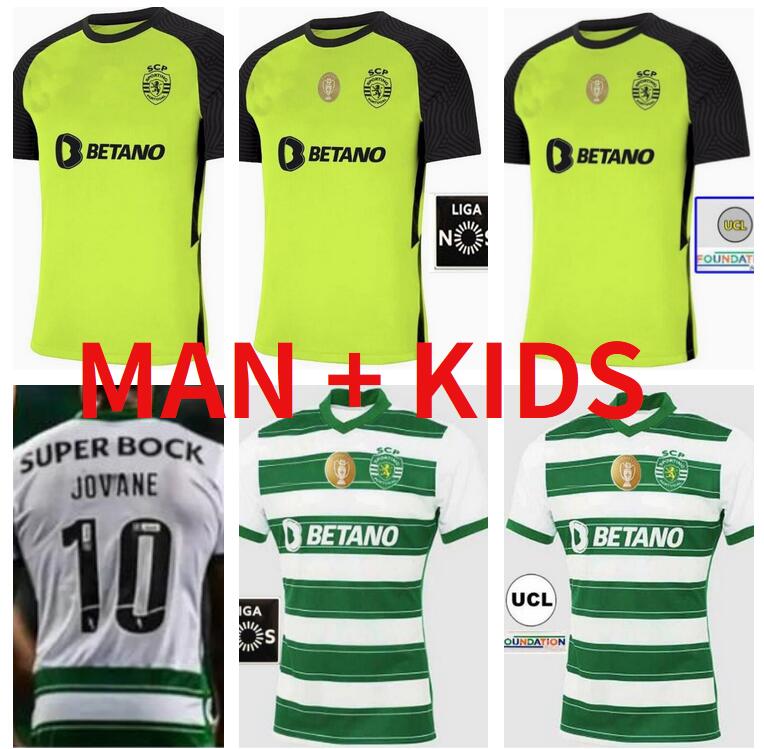 

Sporting CP 21 22 Lisboa soccer jersey third white Lisbon Vietto COATES ACUNA home away 2021 2022 Clube de football shirt maillots men kids kit tops, Black;yellow
