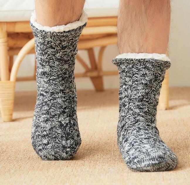 

Men Slippers Wool Thick Plush Winter Sock Floor Shoes Men's Mens House, Beige