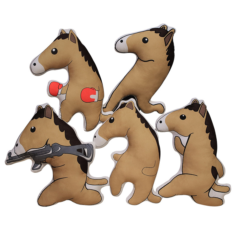 

Net red hanging with sand car sculpture horse pillow spoof expression horse plush toy doll men and girls creative gifts