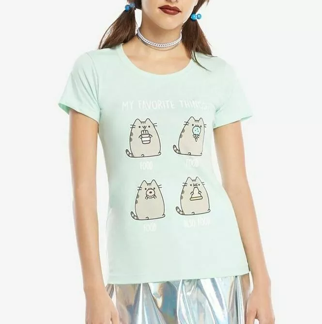 

Pusheen The Cat PUSHEEN FAVORITE THINGS Girls T-Shirt NWT Licensed & Official, White;black