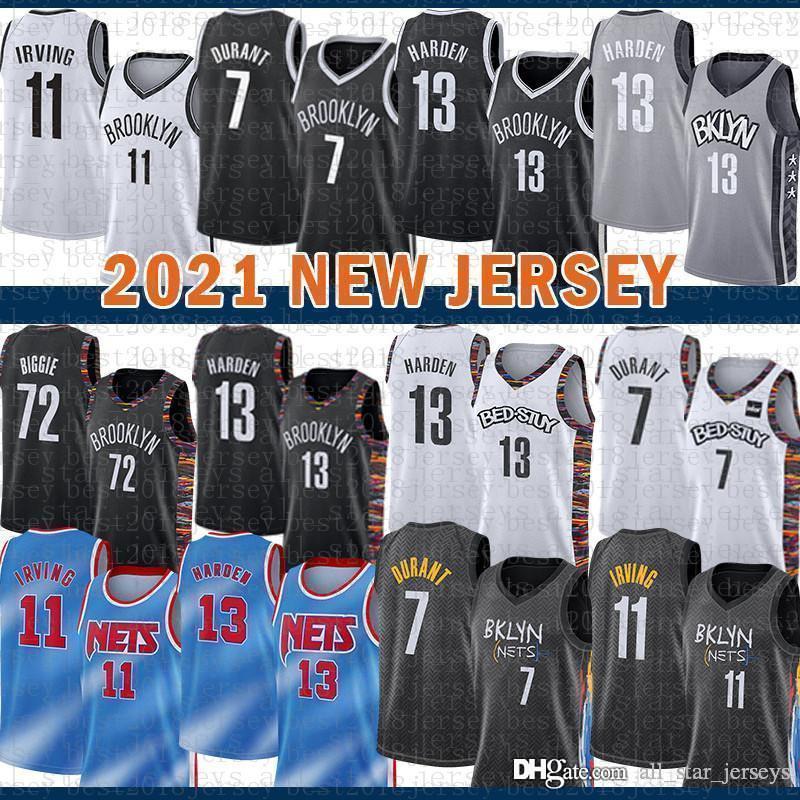 

13 Harden Basketball Jersey Kevin 7 Durant 11 Irving Mens Kyrie 2020 2021 New City BrooklynNetsMENS James 13 Harden blue, Black;red