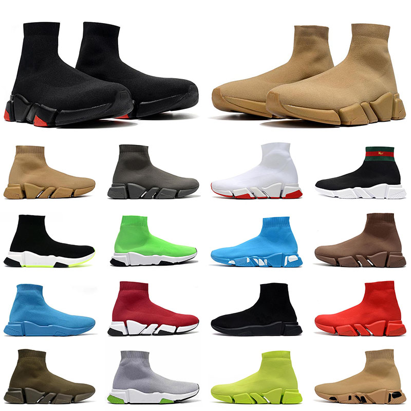 

Vintage Knit Beige Mens Women Platform Casual Shoe New Speed 2.0 Sock Shoes Triple Black White Red Sole Designer Women Nude Chestnut Khaki B