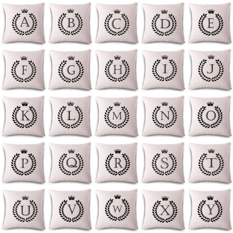 

Pillow Case Fashion A-W Linen Cushion Gift 26 Cover Cotton Home Throw Letters