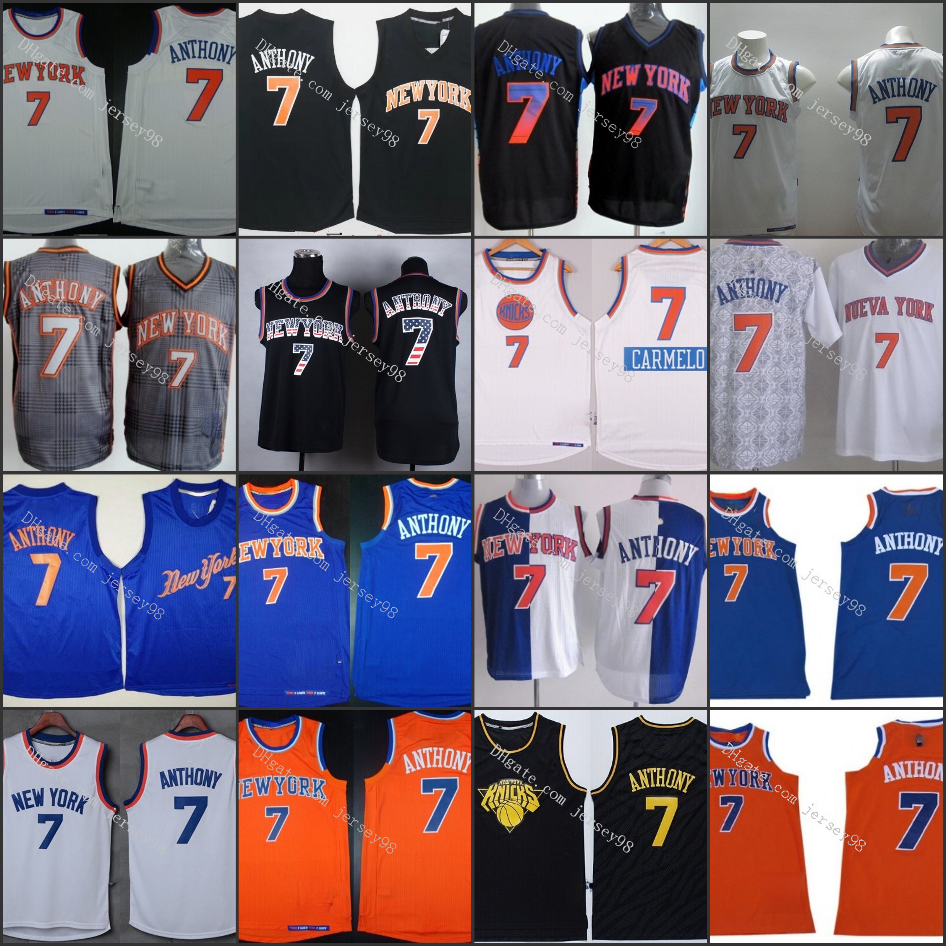 

New YorkKnicksmen #7CarmeloAnthonyGreen retro BasketballJersey, 14