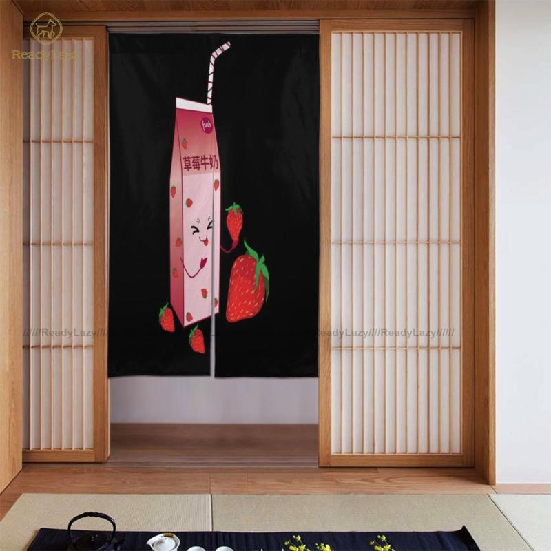 

Strawberry Milk Curtains Retro Closet Door Curtain Double Separation & Drapes