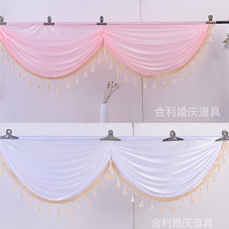 

Party Decoration Backdrop Curtain Swag Tassel Ice Silk Drape Valance For Wedding Stage Background Event