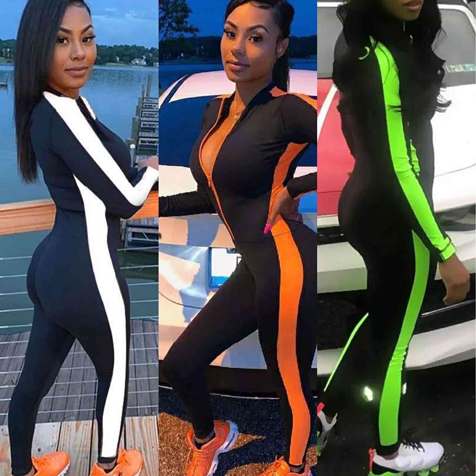 Women&#039;s Jumpsuits & Rompers New Womens clothing Autumn And Winter fashion women sexy comfortable slim fit with matching color zipp-image-689915026