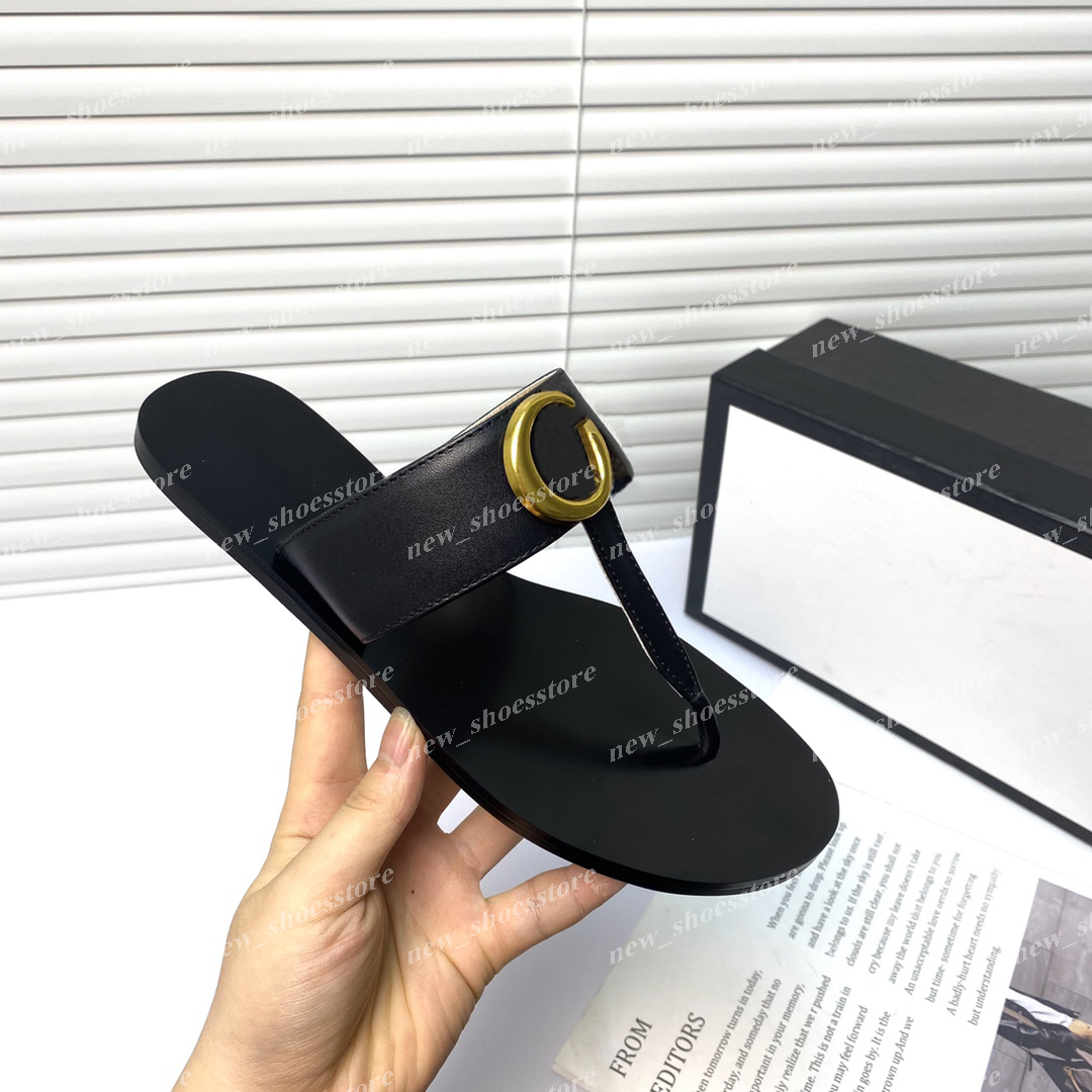 

2021 Designer Leather Slipper With Lock Buckle Fashion Women Princetown Ladies Casual Beach Flats New Slippers Flip Flops 35-46, #014
