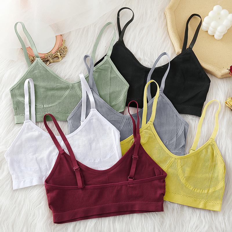 

Women Seamless Cropped Top Push Up Bralette Underwear Lingerie Sexy Backless Camisole Femme 10 Solid Colors Tank Tops Camisoles & Tanks, Apricot